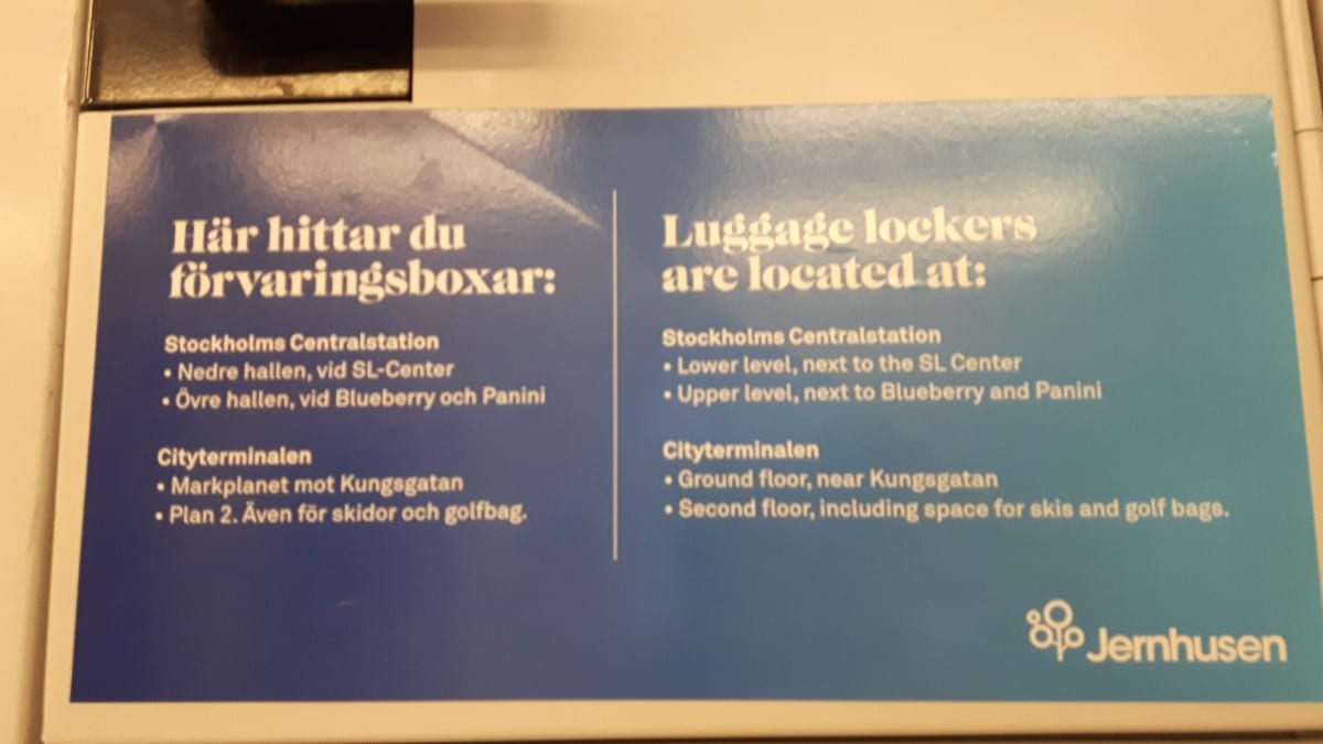  Where you can find lockers in the central station of Stockholm 