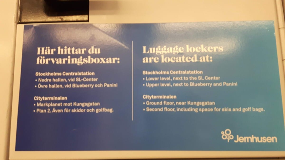 Where you can find lockers in the central station of Stockholm